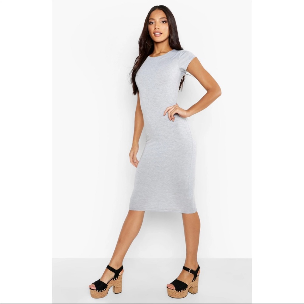 Boohoo Cap Sleeve Jersey Bodycon Midi Size 4